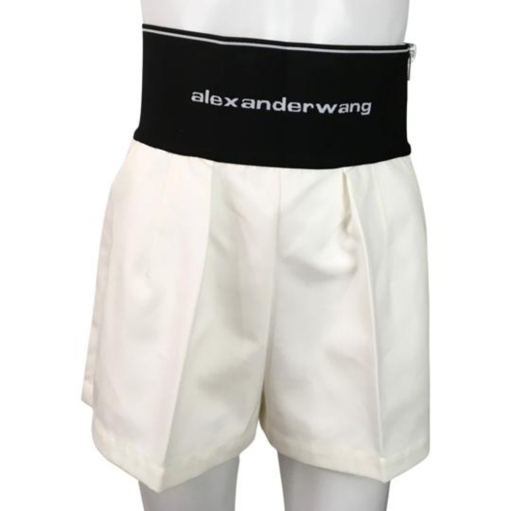 Alexanderwang Women's Safari Short In Cotton Tailoring Snow White Color DM26